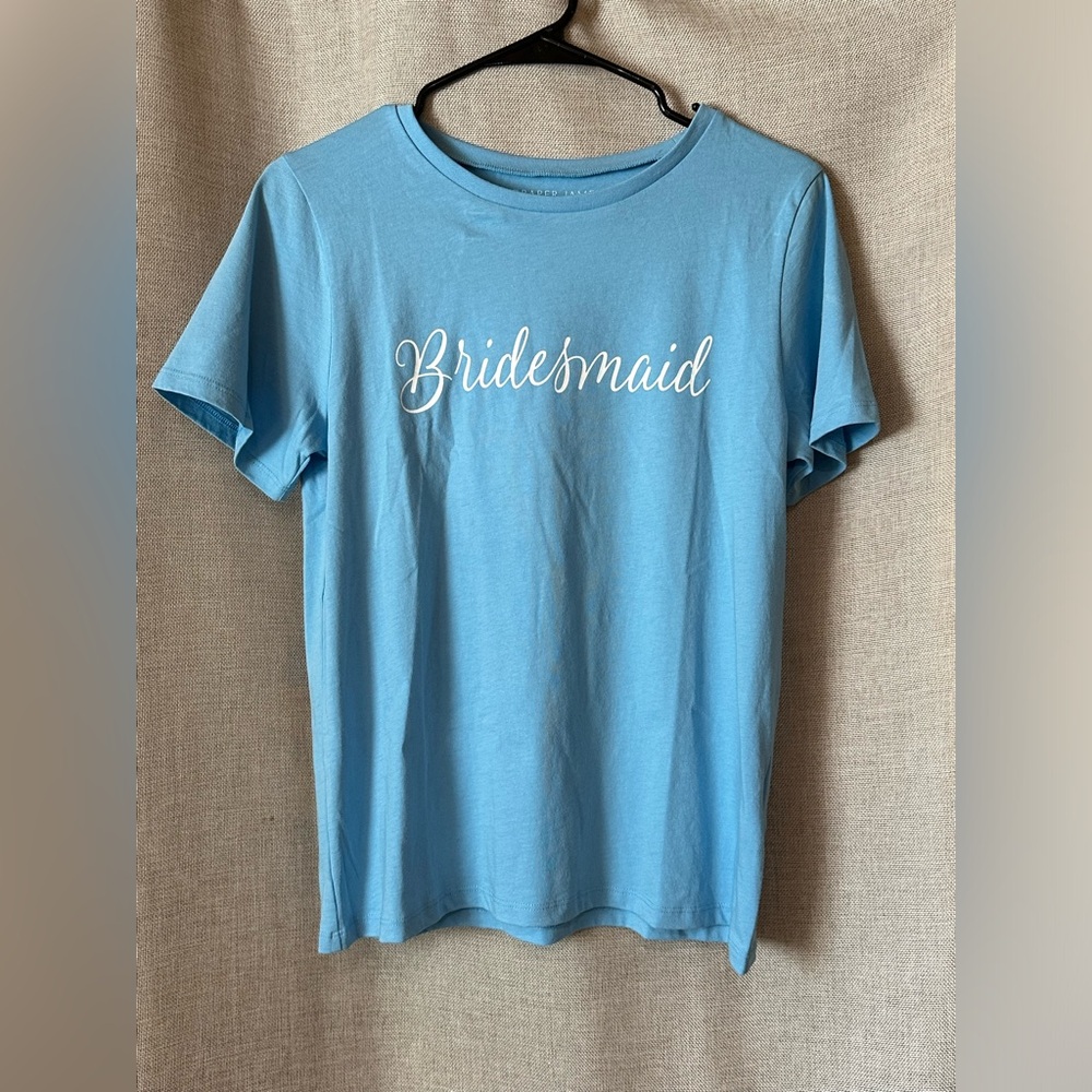Draper James•bridesmaid tee•short sleeve crewneck•small•100% cotton•light blue